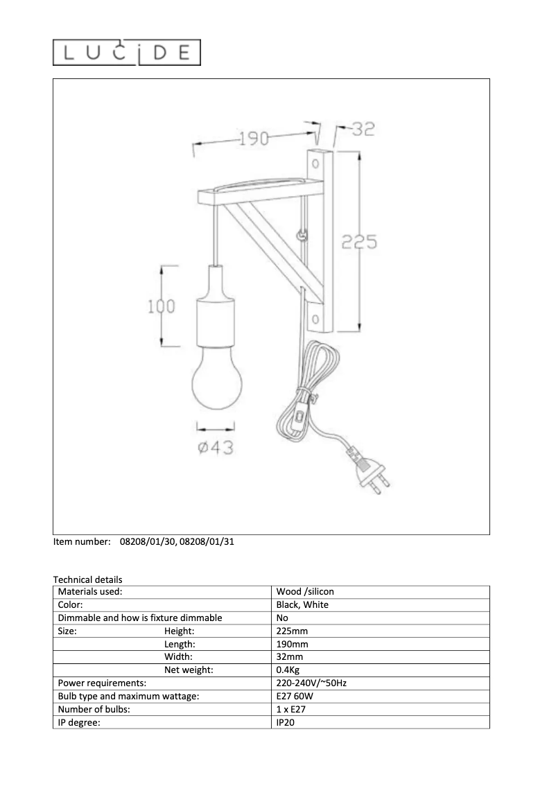 Page n°1 - Manuel utilisateur Lucide Fixor Wall