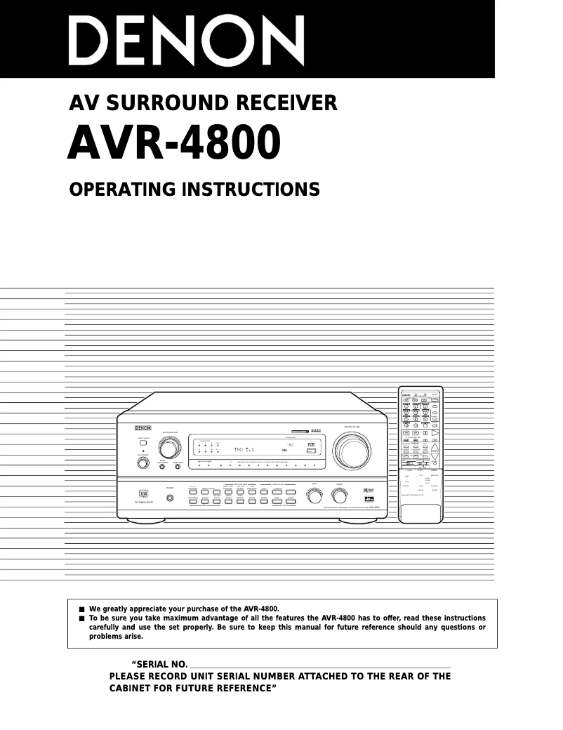 Page n°1 - Manuel utilisateur Denon AVR-4800