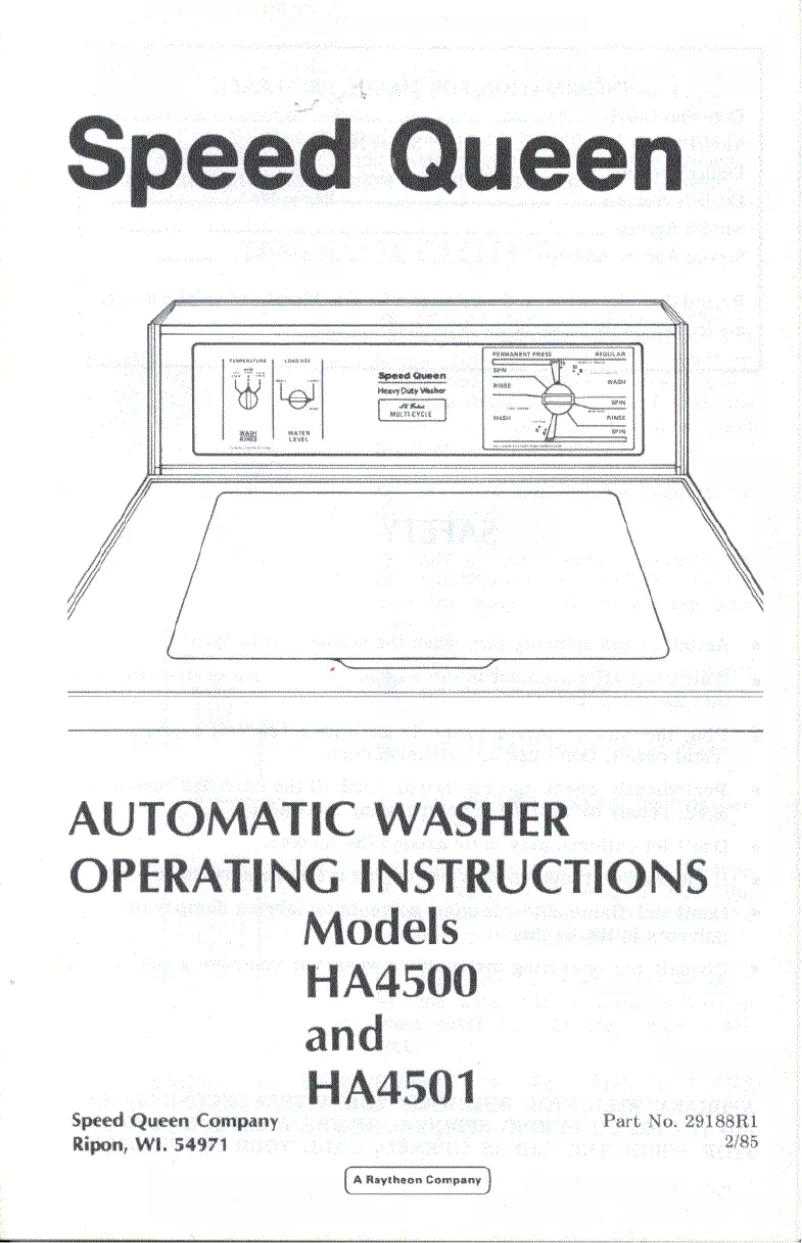 Page n°1 - Manuel utilisateur Speed Queen HA4500