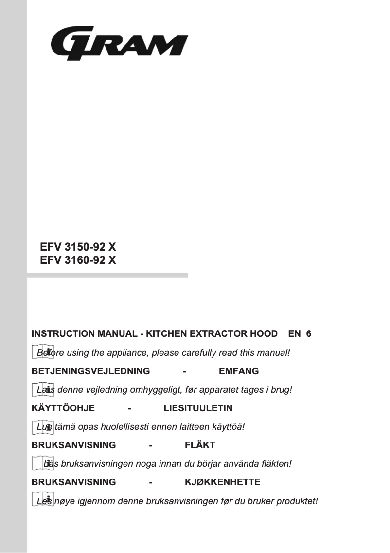 Page 1 de la notice Manuel utilisateur Gram EFV 3150-92 X