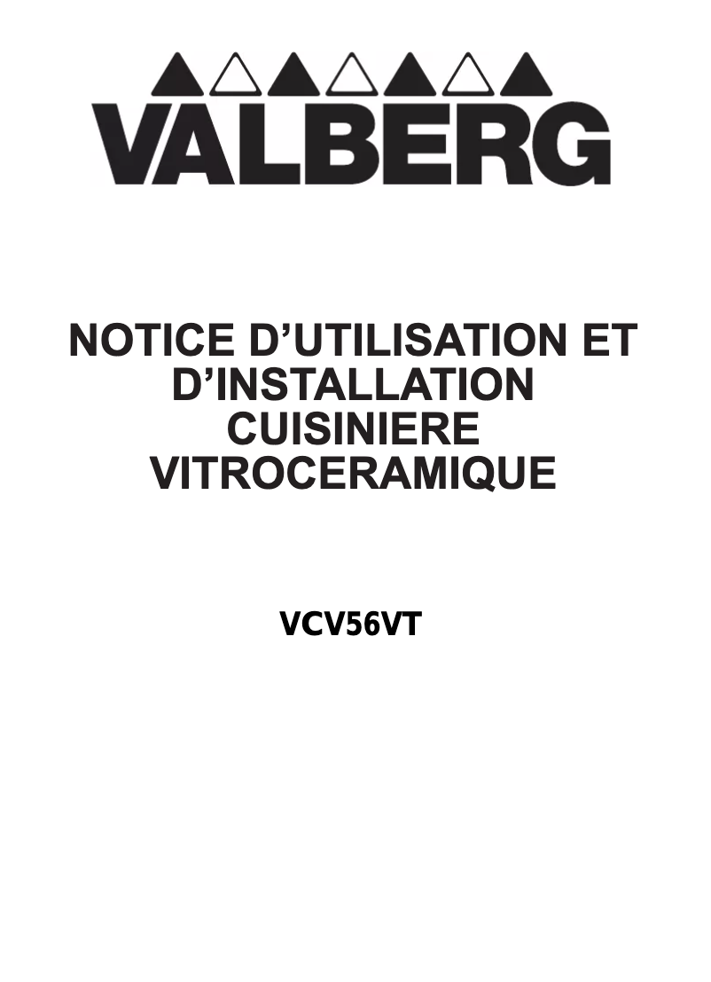 Page n°1 - Manuel utilisateur Valberg VCV56VT