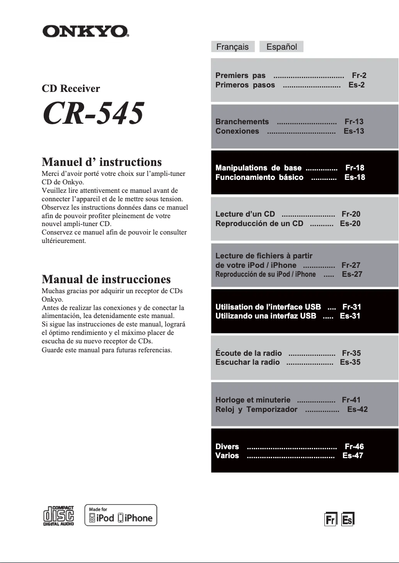Image de la première page du manuel de l'appareil CS-545