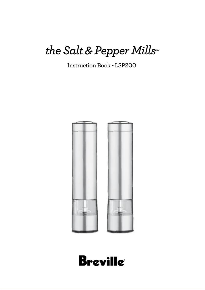 Page 1 de la notice Manuel utilisateur Breville the Salt & Pepper Mills LSP200