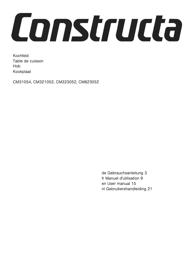 Page n°1 - Manuel utilisateur Constructa CM31054