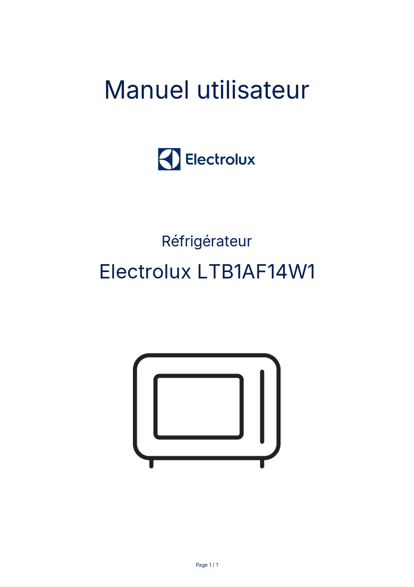Page n°1 - Manuel utilisateur Electrolux LTB1AF14W1