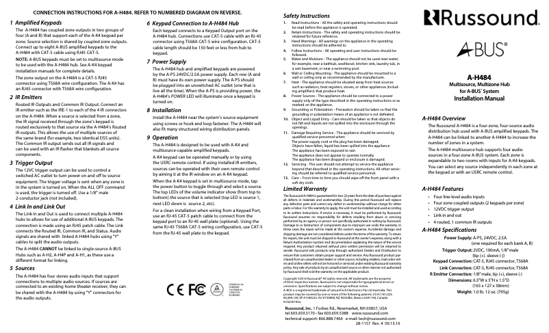 Página 1 del manual Manual de usuario Russound A-H484