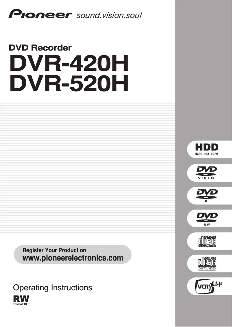 Page n°1 - Manuel utilisateur Pioneer DVR-520H