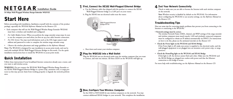 Image de la première page du manuel de l'appareil WGX102