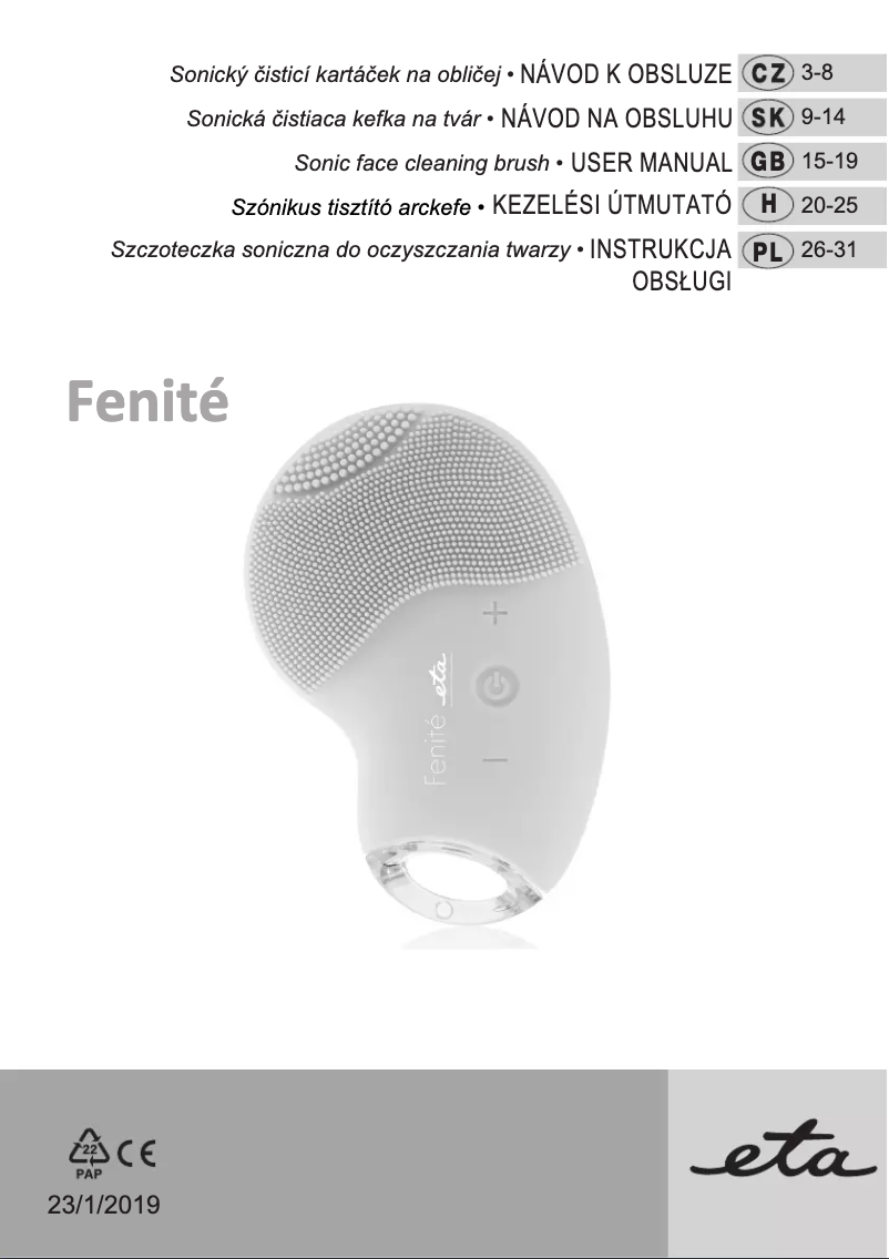 Page n°1 - Manuel utilisateur Eta Fenité 2352 90000