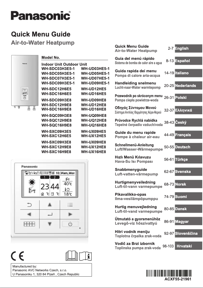 Page 1 de la notice Manuel utilisateur Panasonic WH-SQC09H3E8