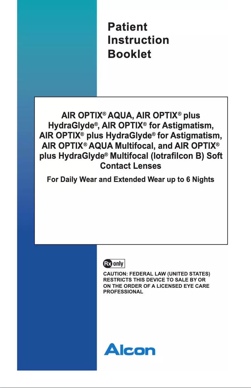 Image de la première page du manuel de l'appareil Air Optix plus HydraGlyde