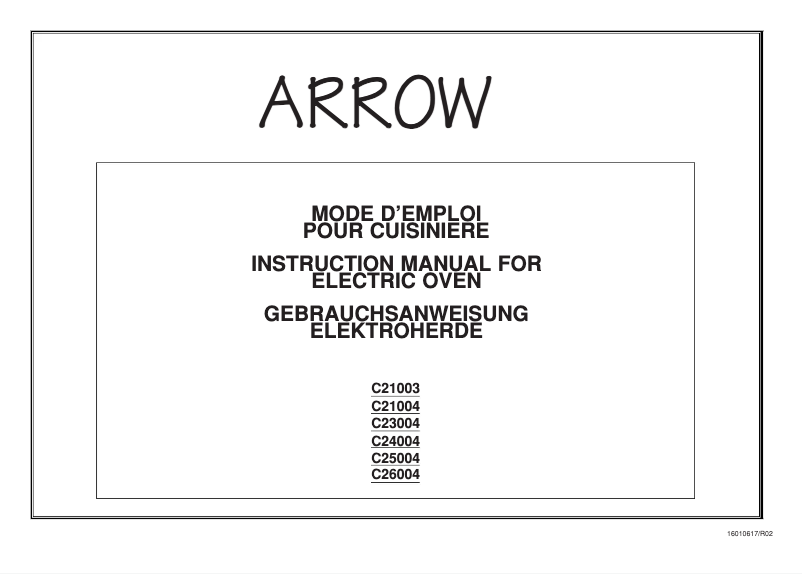 Page n°1 - Manuel utilisateur Arrow C21004