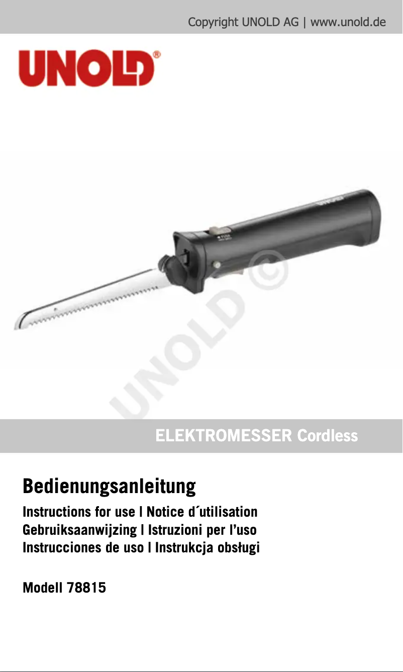 Page n°1 - Manuel utilisateur Unold 78815