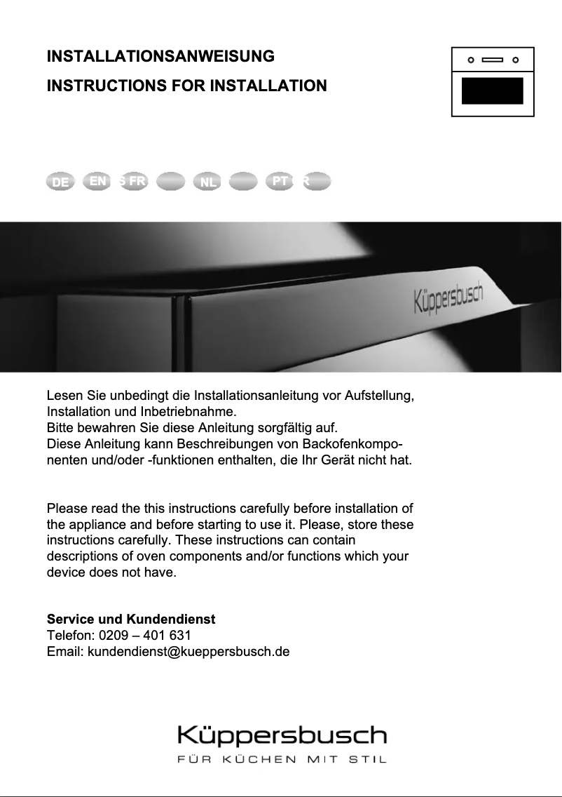 Page 1 de la notice Manuel utilisateur Küppersbusch BP6550.0W