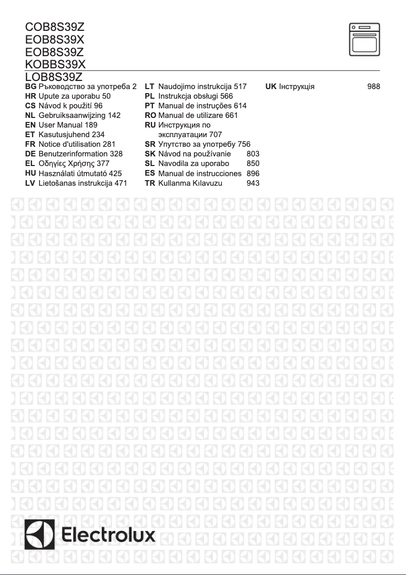 Page 1 de la notice Manuel utilisateur Electrolux EOB8S39X