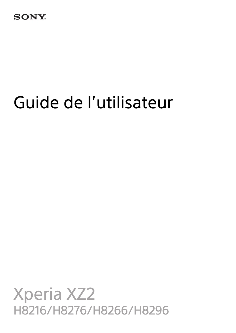 Image de la première page du manuel de l'appareil Xperia XZ2