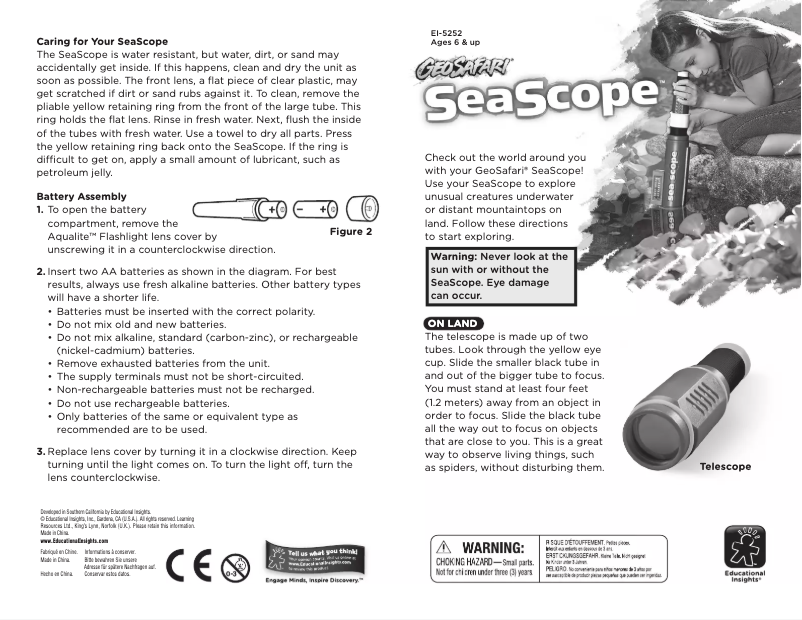 Page 1 de la notice Manuel utilisateur Learning Resources SeaScope