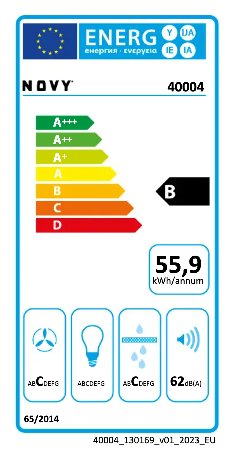 Page 1 de la notice Label énergétique Novy Up Power 40004