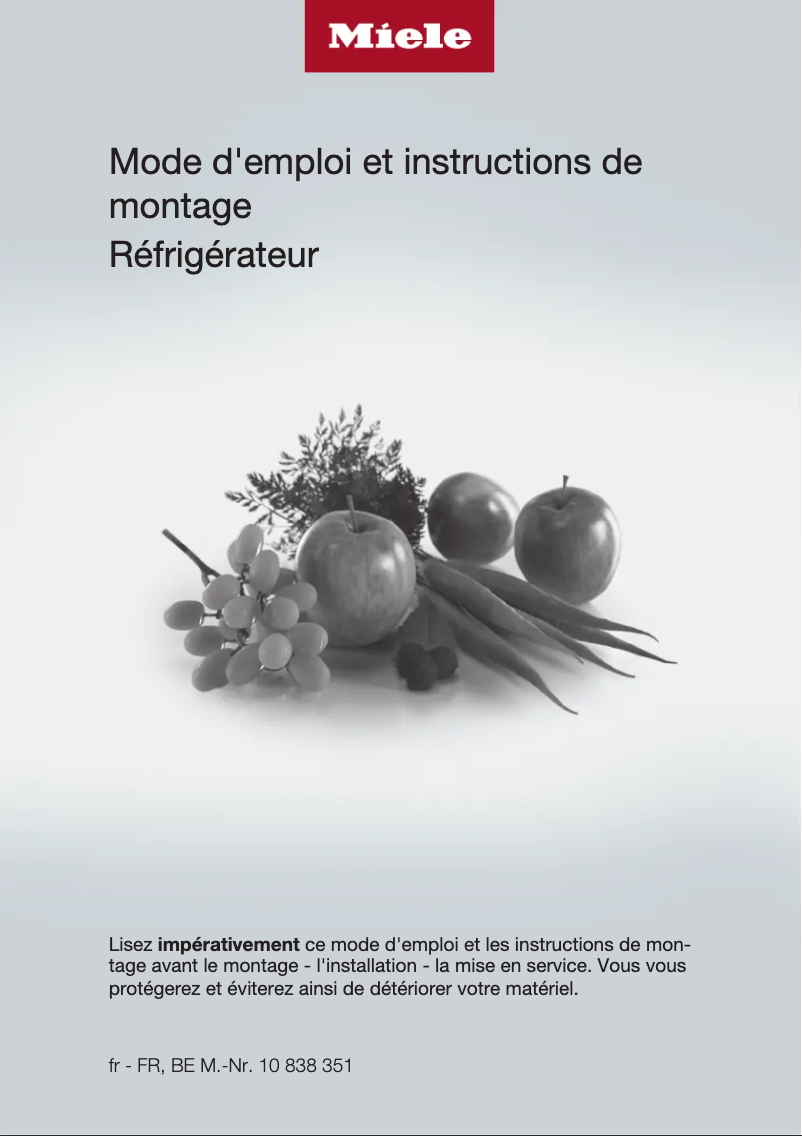 Page 1 de la notice Fiche technique Miele K 31222 Ui