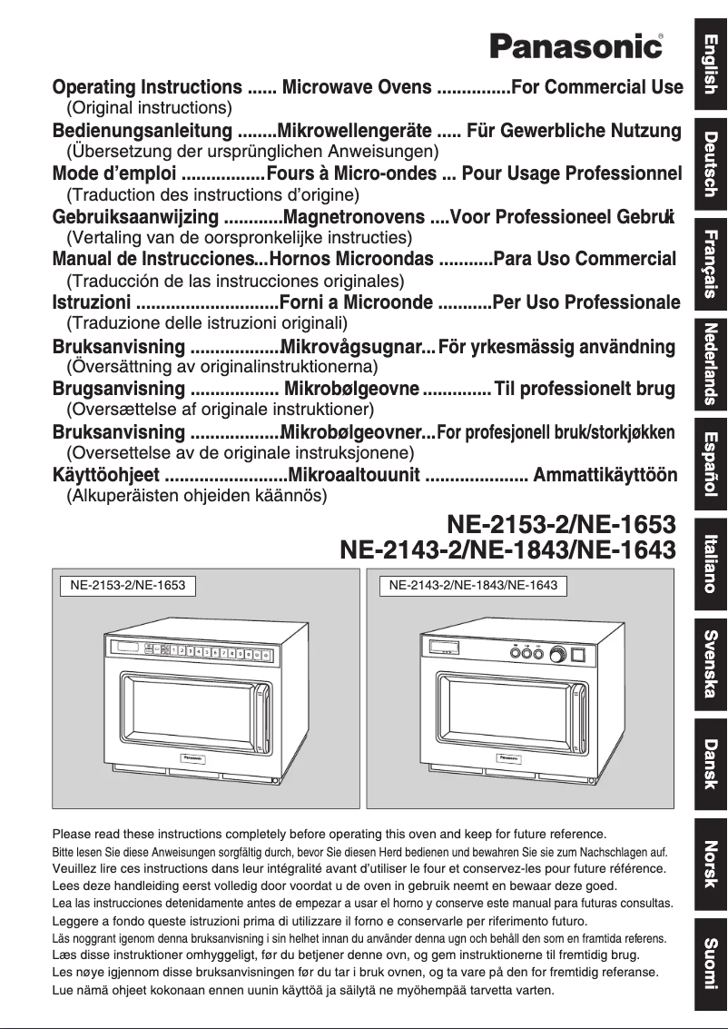 Page n°1 - Manuel utilisateur Panasonic NE-1643