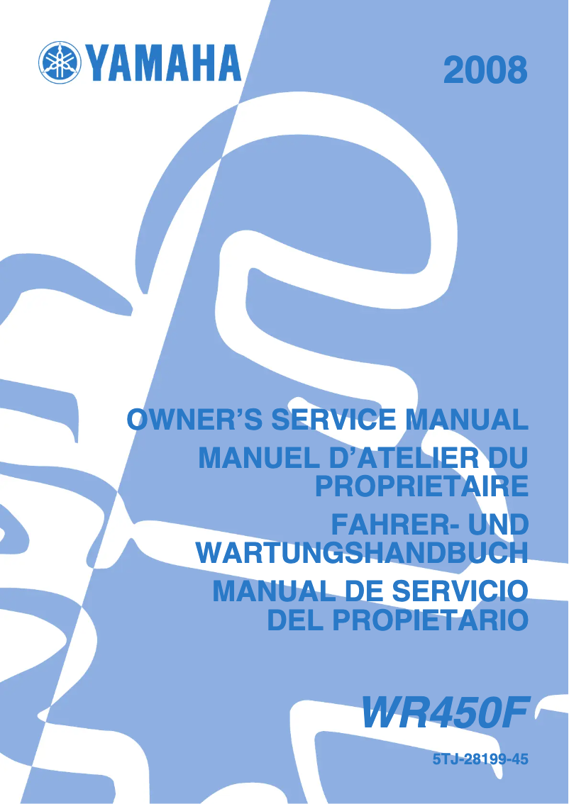 Page 1 of the manual User Manual Yamaha WR450F (2008)