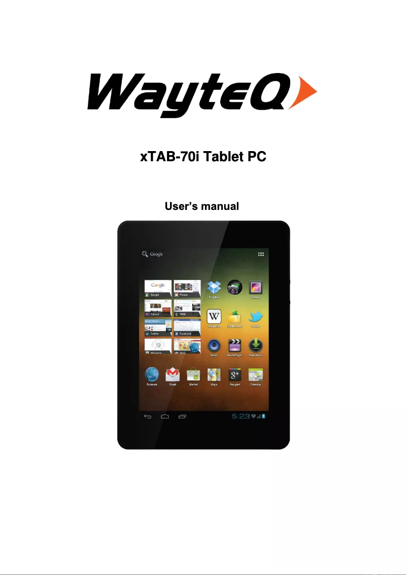 Page n°1 - Manuel utilisateur WayteQ XTab 70 I