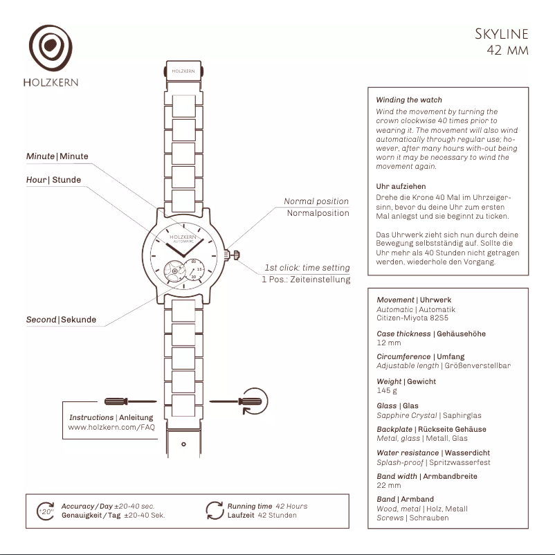 Page n°1 - Manuel utilisateur Holzkern Dubai