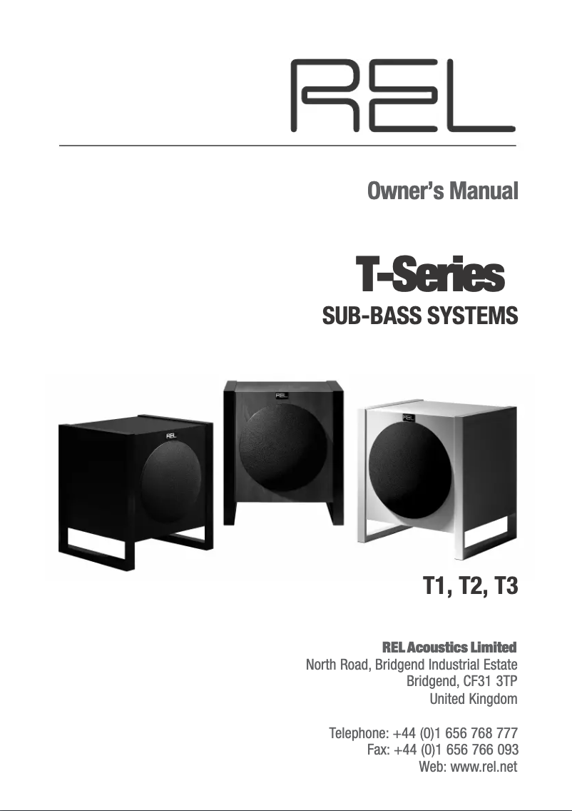 Page 1 de la notice Manuel utilisateur REL Acoustics T3