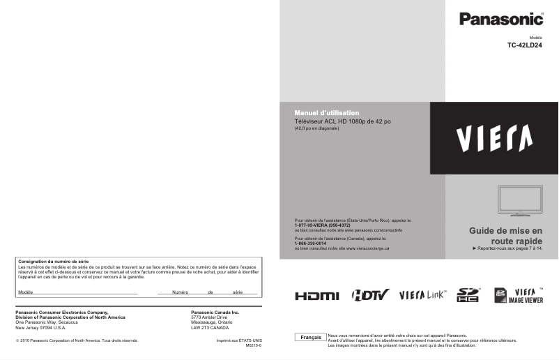 Página 1 del manual Manual de usuario Panasonic Viera TC-42LD24