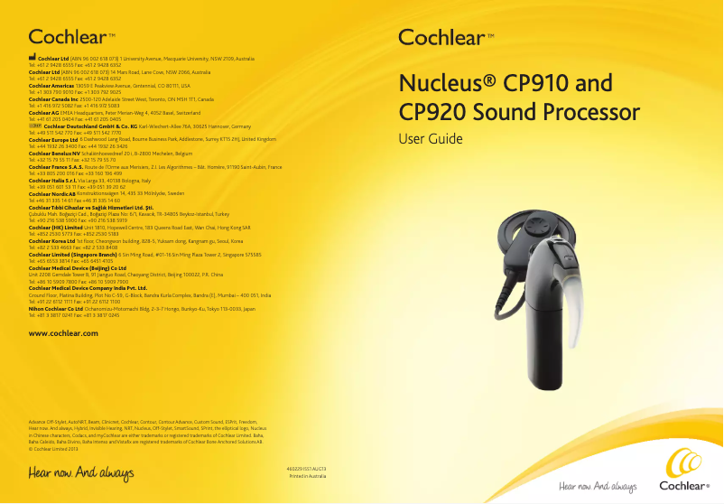 Página 1 del manual Manual de usuario Cochlear Nucleus CP910