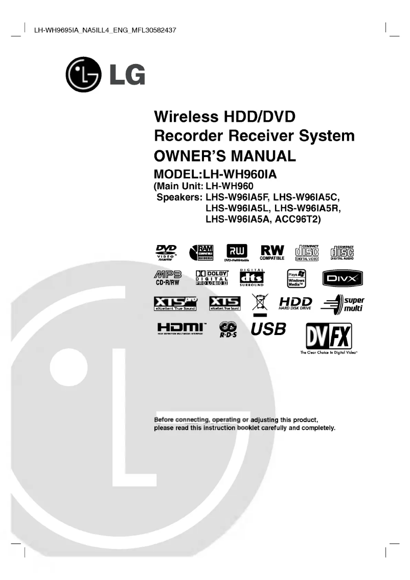 Image de la première page du manuel de l'appareil LH-WH960IA