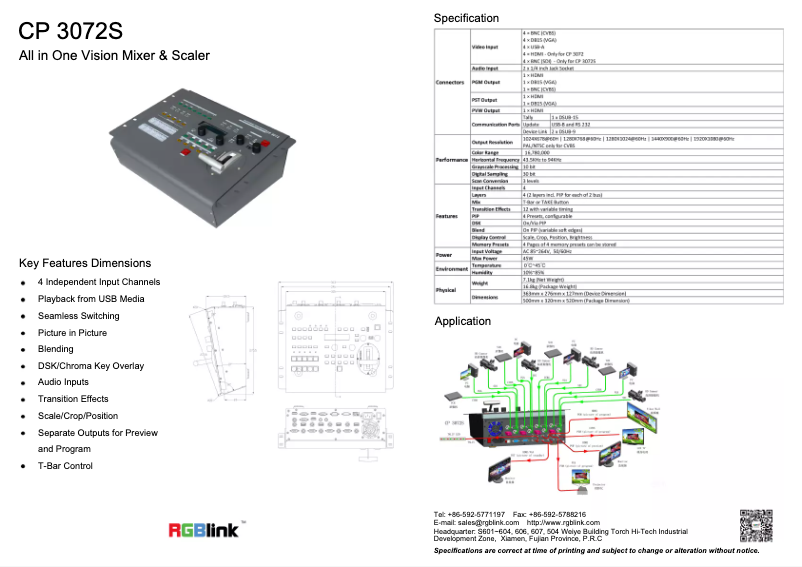Page n°1 - Manuel utilisateur RGBlink CP 3072S