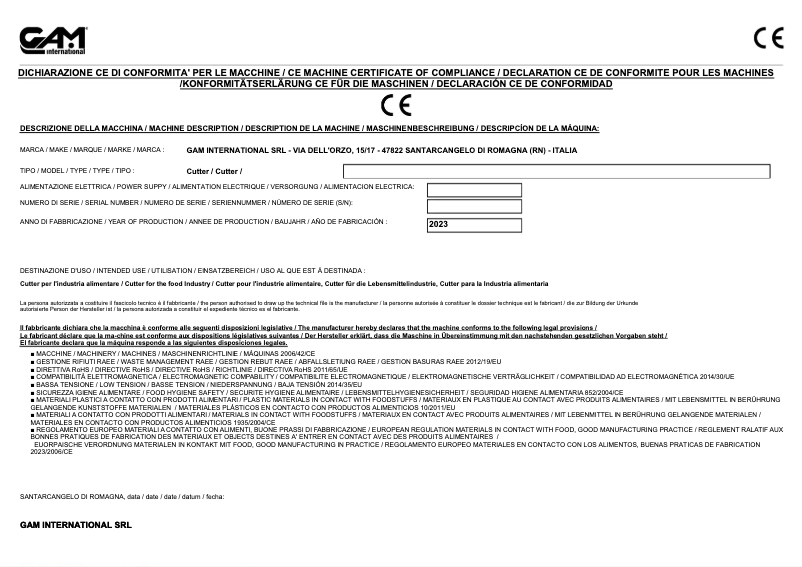 Page n°1 - Manuel utilisateur GAM Cutter Pratic 415005