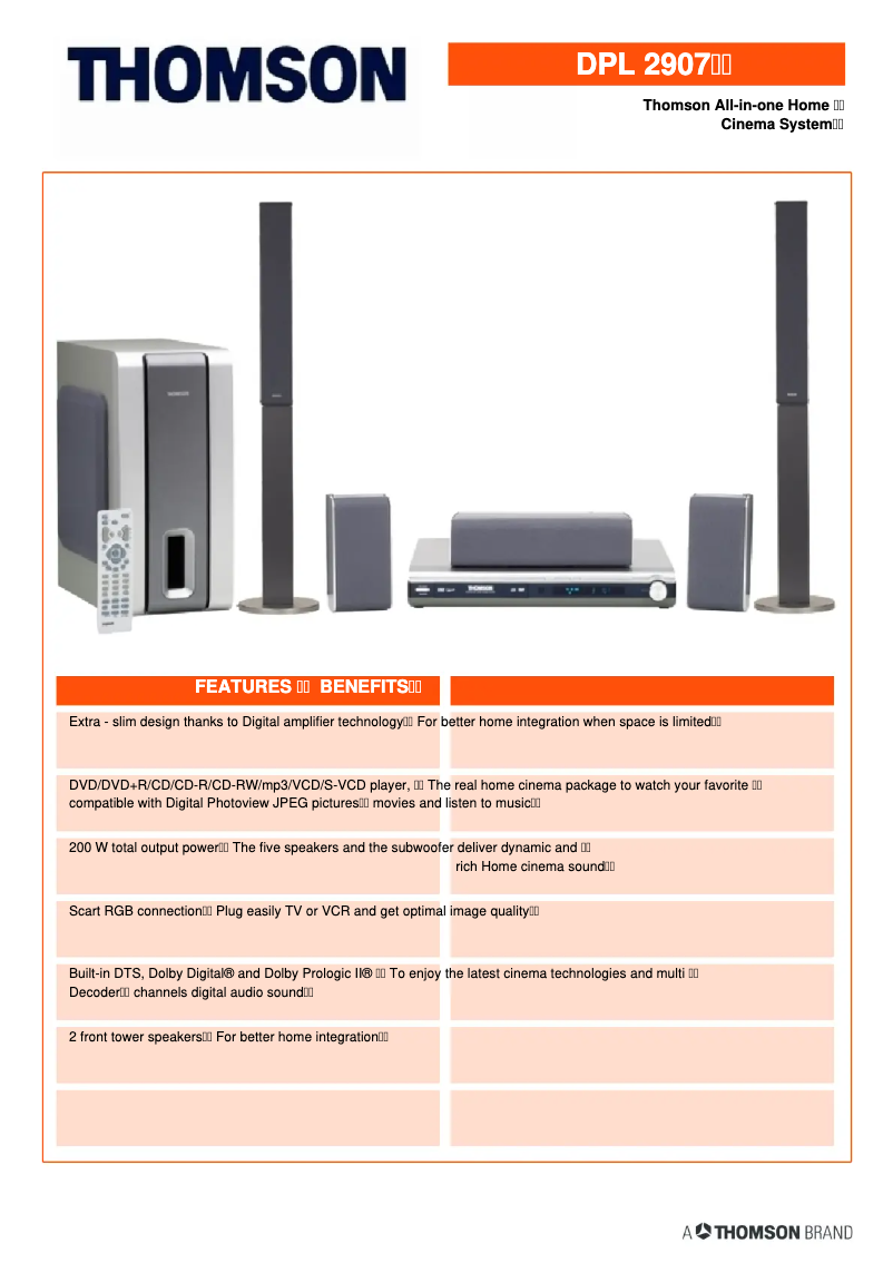 Page n°1 - Manuel utilisateur Thomson DPL2907