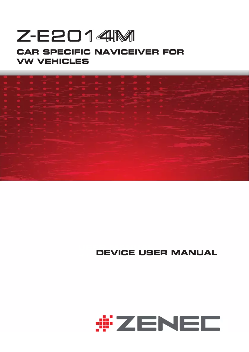 Page 1 de la notice Manuel utilisateur Zenec Z-E2014M (Volkswagen & Seat)