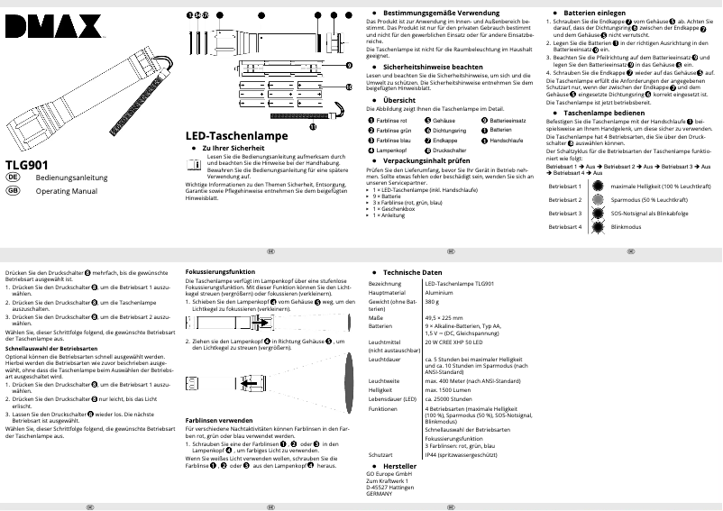 Image de la première page du manuel de l'appareil TLG901