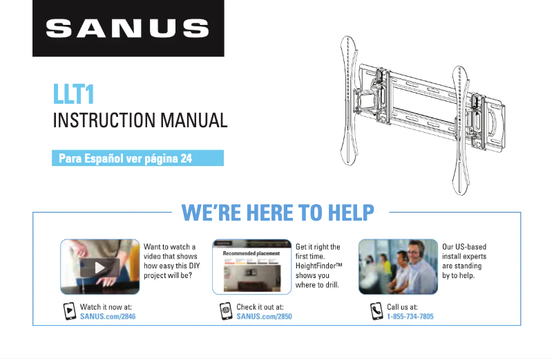 Page 1 de la notice Manuel utilisateur Sanus LLT1