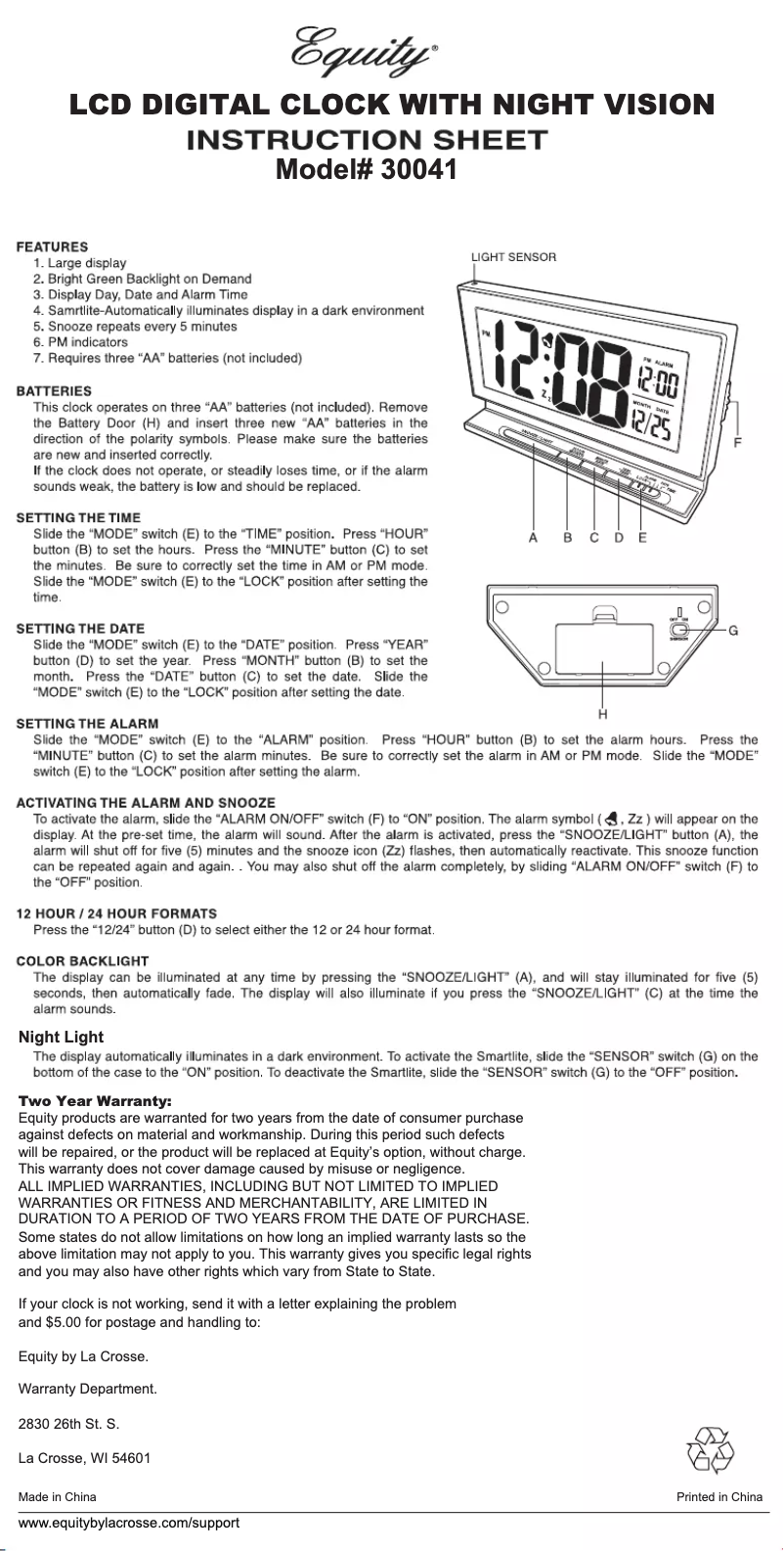 Página 1 del manual Manual de usuario Equity 30041
