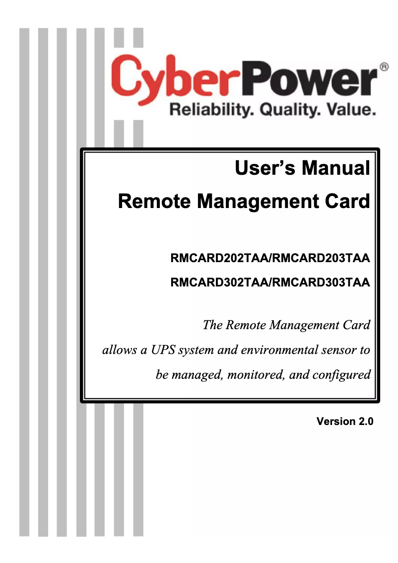 Page 1 de la notice Manuel utilisateur CyberPower RMCARD202TAA