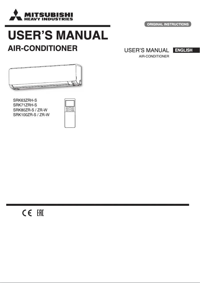 Página 1 del manual Manual de usuario Mitsubishi SRK71ZRH-S