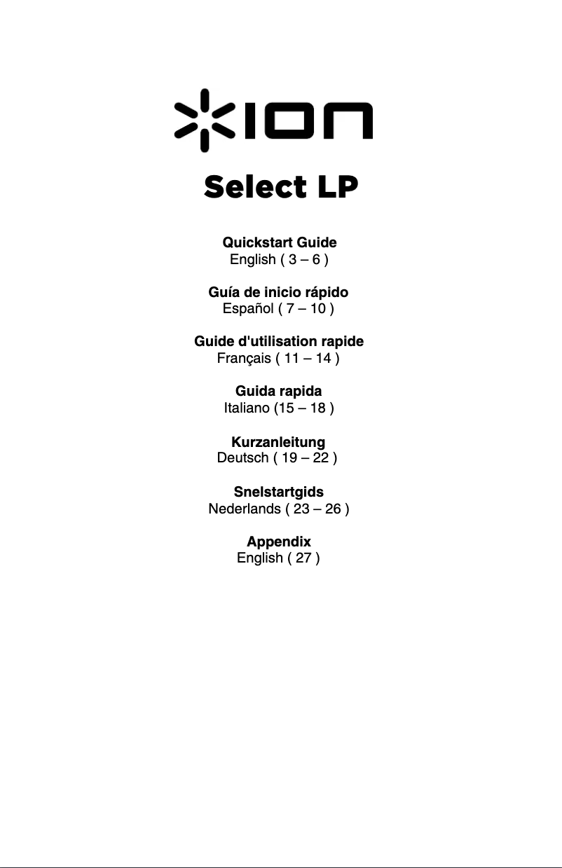 Page 1 de la notice Manuel utilisateur ION Select LP