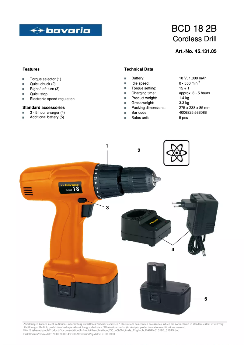 Page n°1 - Manuel utilisateur Bavaria BCD 18 2B