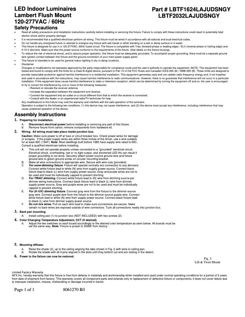 Page n°1 - Manuel utilisateur AFX Lambert LBTF2032LAJUDSNGY