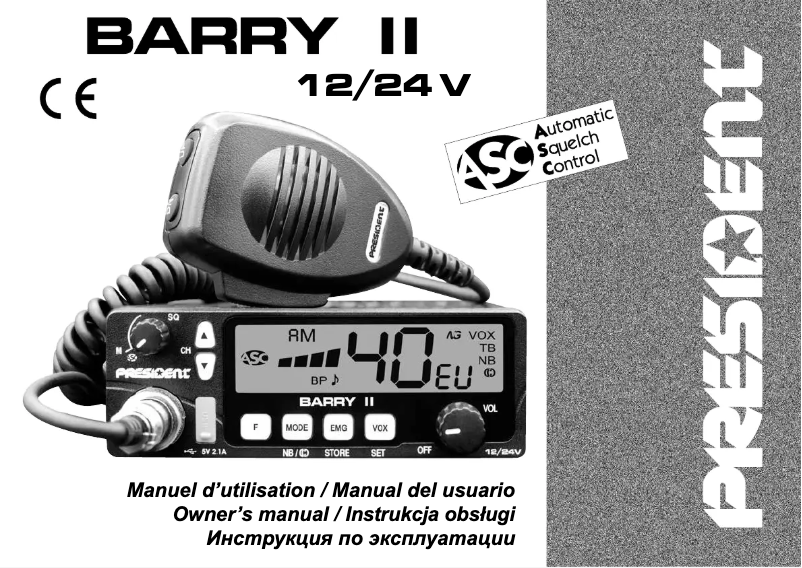 Image de la première page du manuel de l'appareil Barry II