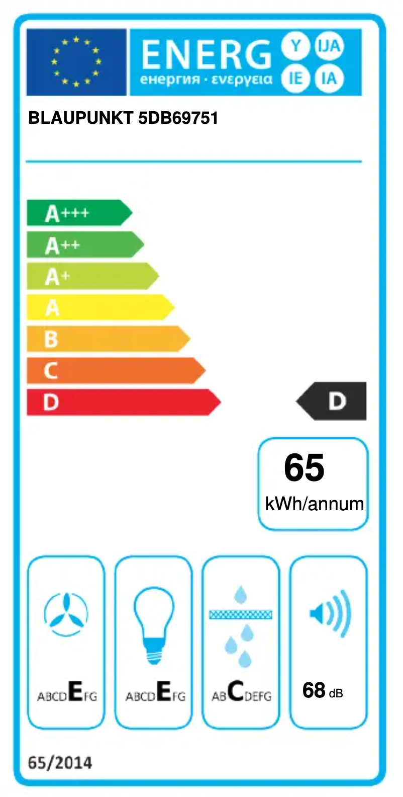 Page n°1 - Label énergétique Blaupunkt 5DL69751