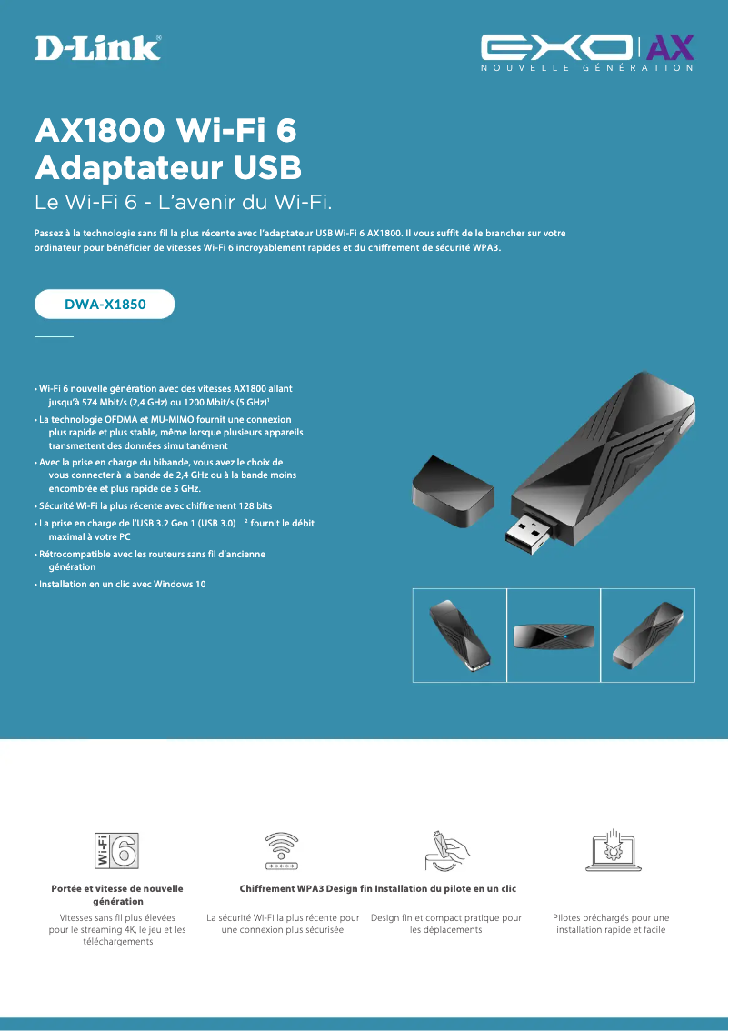 Image de la première page du manuel de l'appareil DWA-X1850