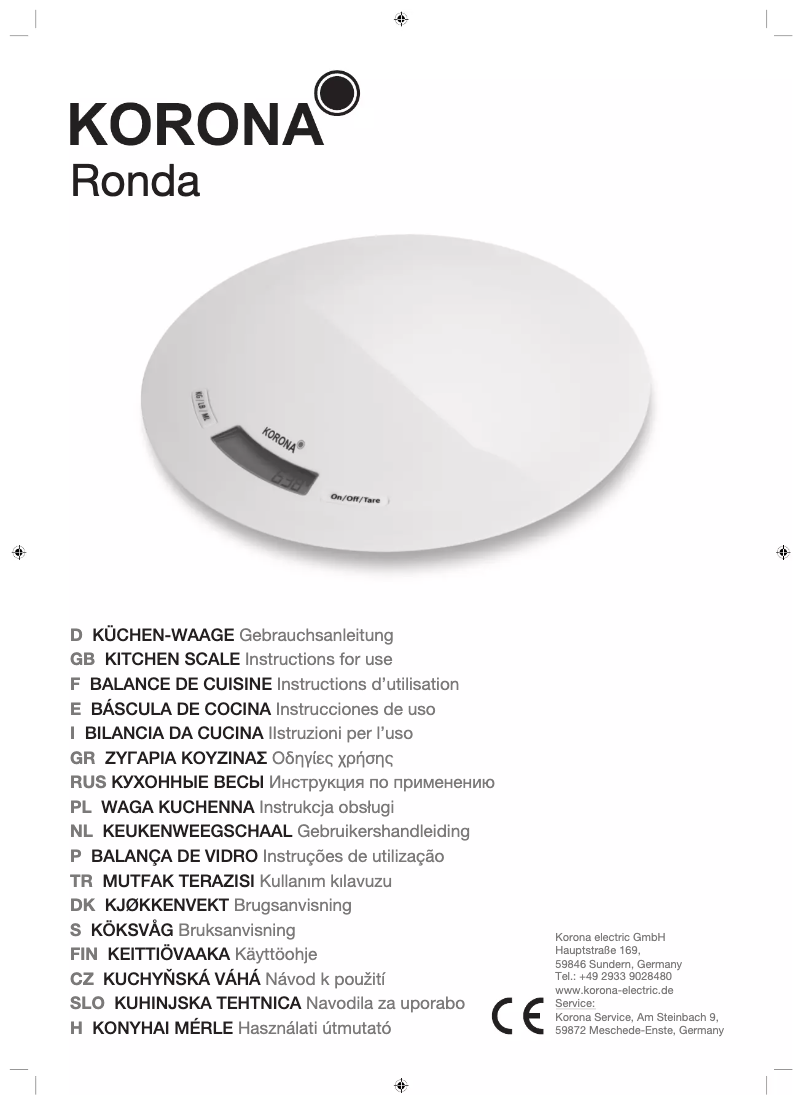 Page 1 de la notice Manuel utilisateur Korona Ronda 70220