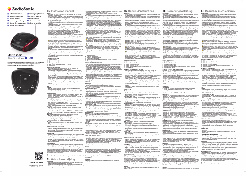 Page 1 de la notice Manuel utilisateur AudioSonic CD-1597