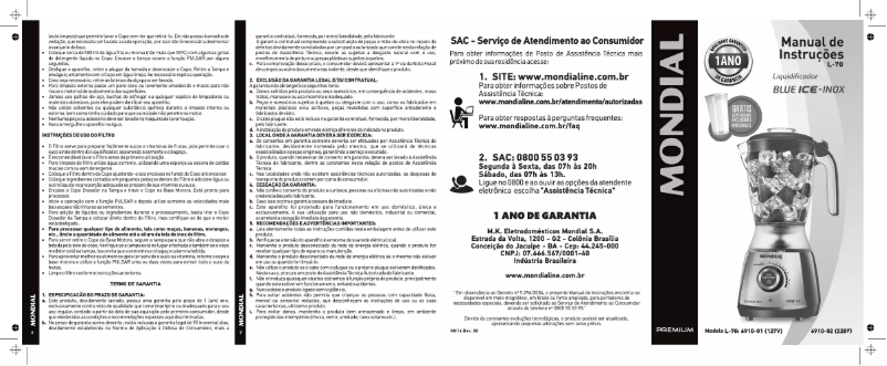 Page 1 de la notice Manuel utilisateur Mondial Blue Ice L-70