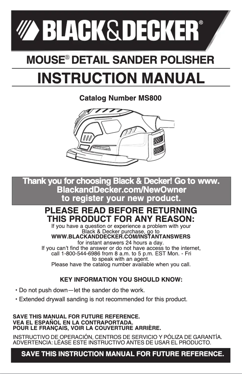 Image de la première page du manuel de l'appareil MS800